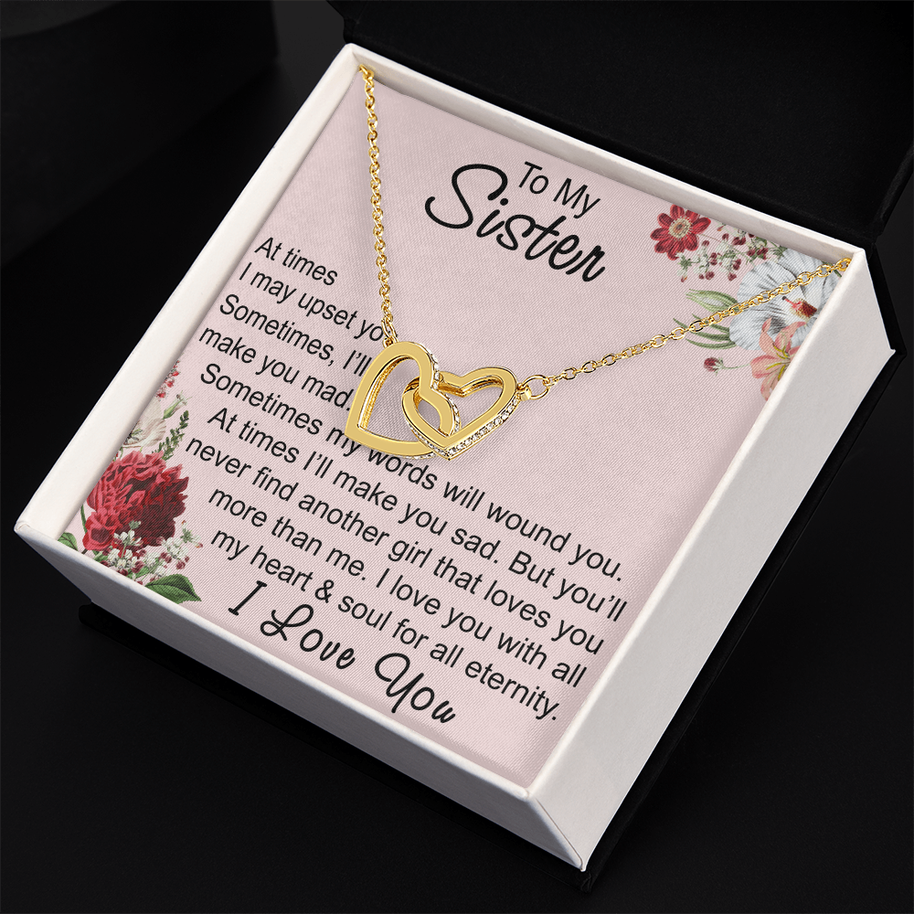 To My Sister Interlocking Hearts Necklace - Unique Gift for Birthday, Christmas, Mother's Day, Wedding