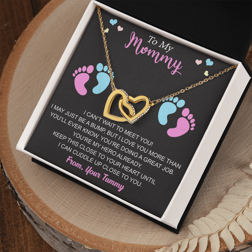 New Mommy Interlock Heart Necklace First Time Mom Baby Shower Mother's Day (133854912039)