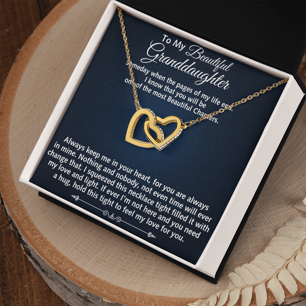 To My Beautiful Granddaughter Birthday Gift Interlock Joined Heart Necklace Gift (134304733391)