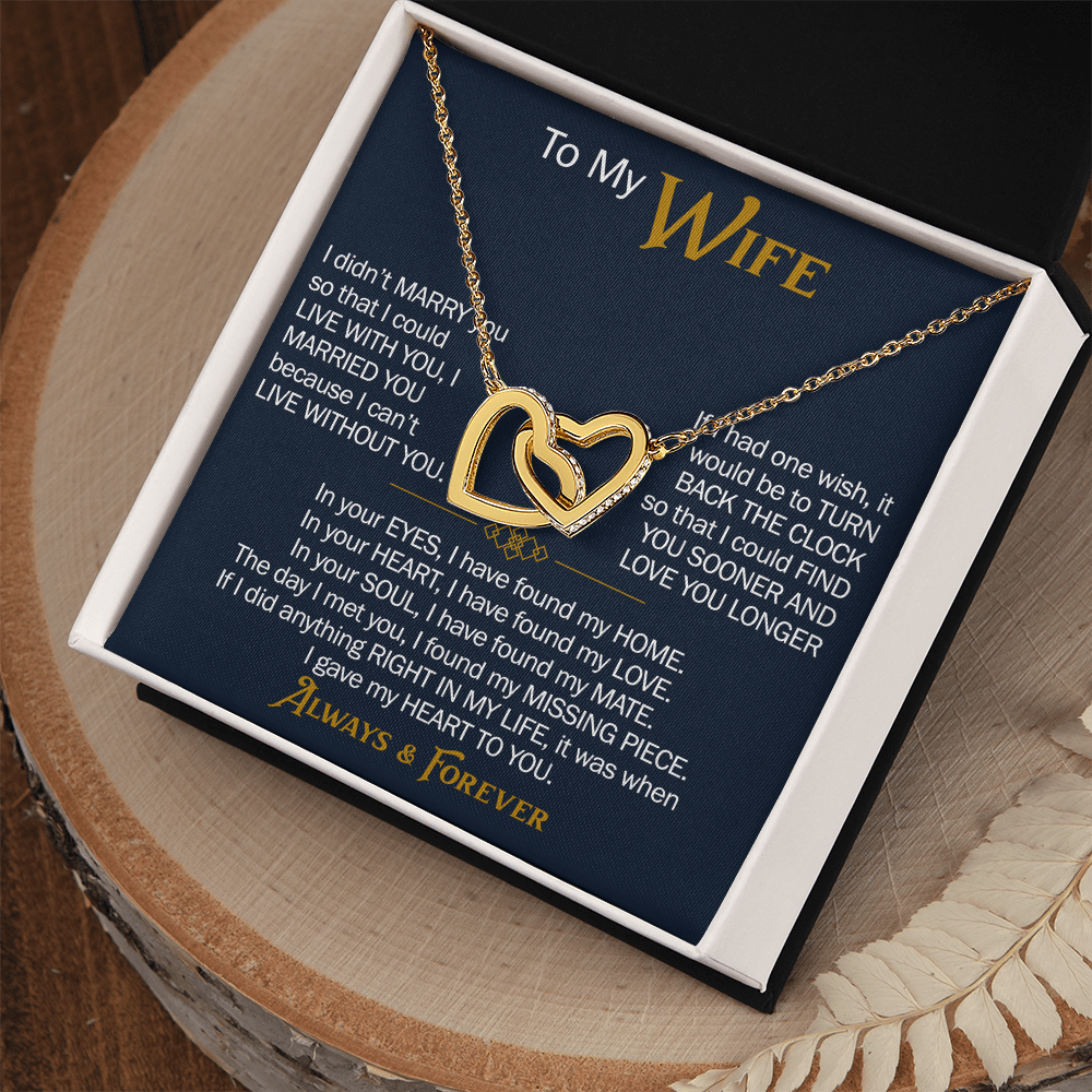 To My Wife Interlocking Hearts Necklace Gift From Husband, Meaningful Jewelry for Soulmate, Partner, Bride