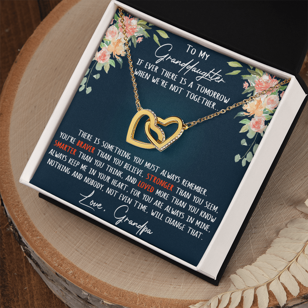Gift For My Granddaughter Interlock Joined Heart Necklace From Grandpa, Granddad (133550569377)