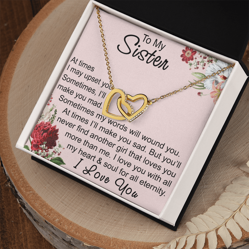 To My Sister Interlocking Hearts Necklace - Unique Gift for Birthday, Christmas, Mother's Day, Wedding