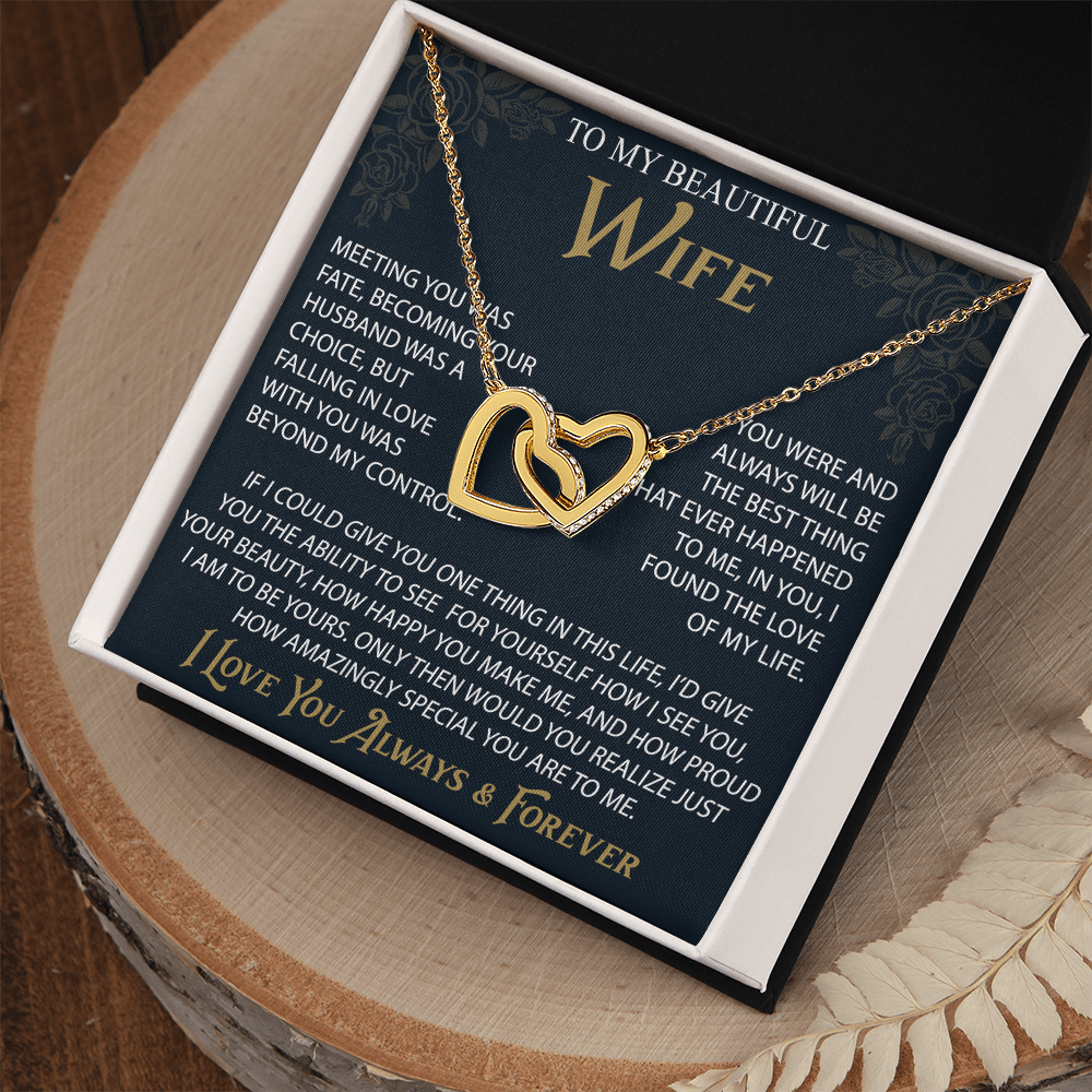 To My Wife Interlocking Hearts Necklace, Christmas Gifts For Women, Anniversary Gift For Wife