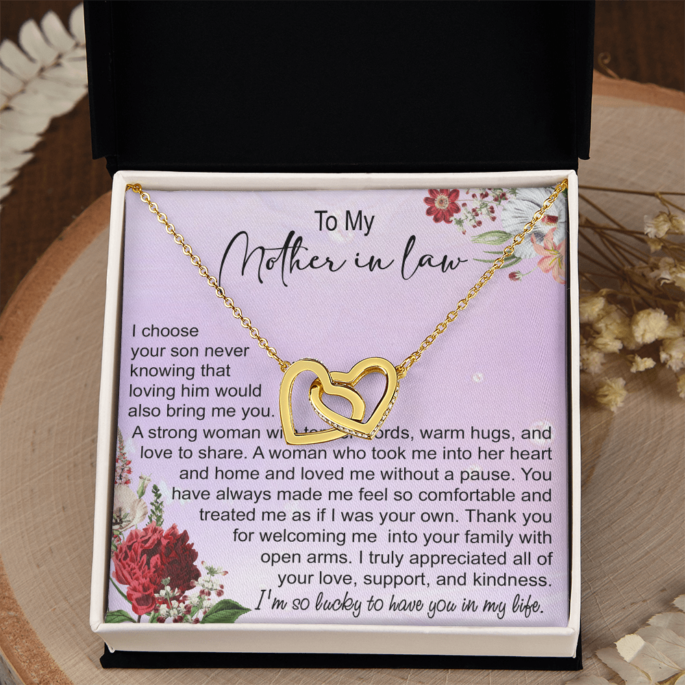 To My Mother In Law Interlocking Hearts Necklace, Mother In Law Gift, Mother Of The Groom Gift From Bride, Wedding Gifts For Mother In Law