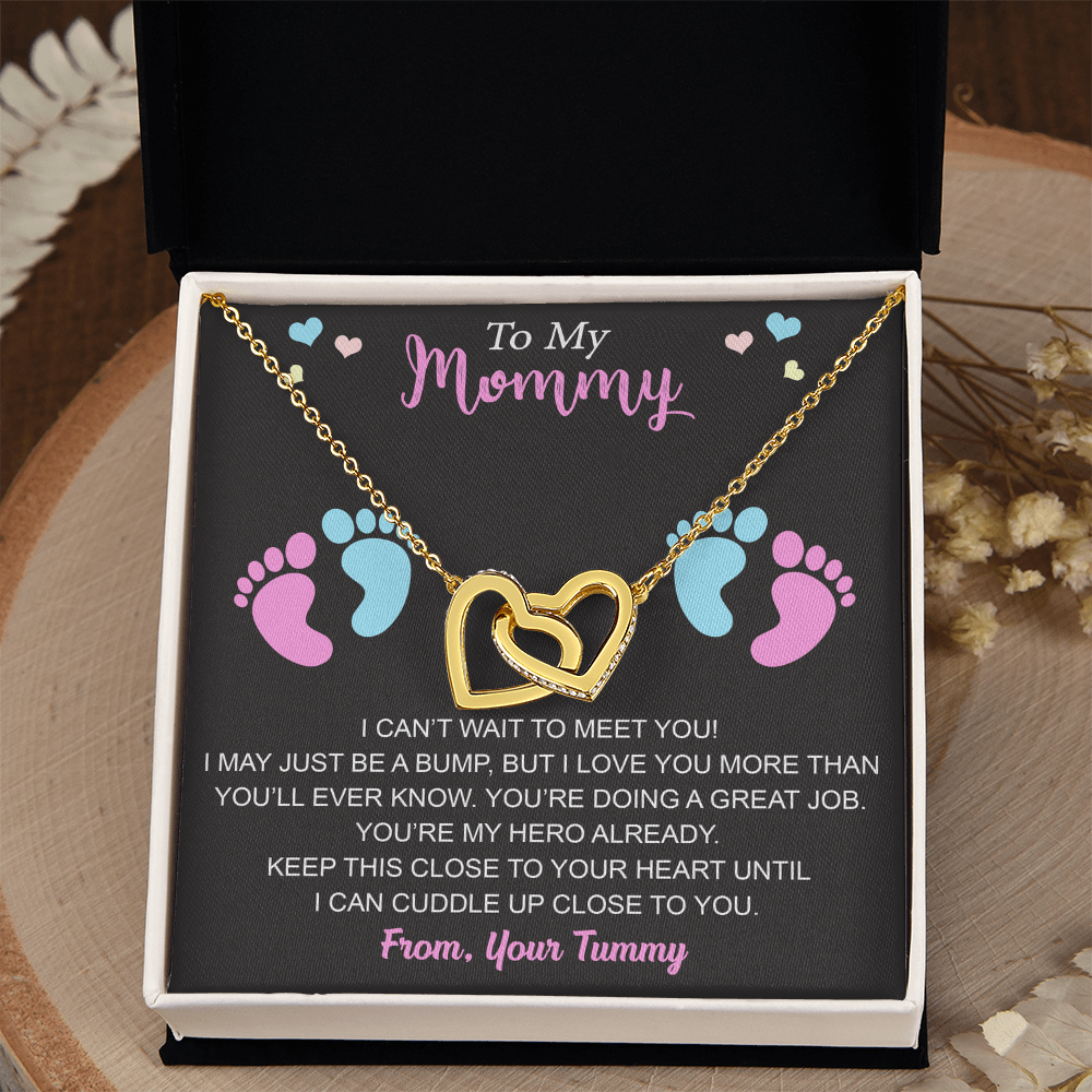 New Mommy Interlock Heart Necklace First Time Mom Baby Shower Mother's Day (133854912039)