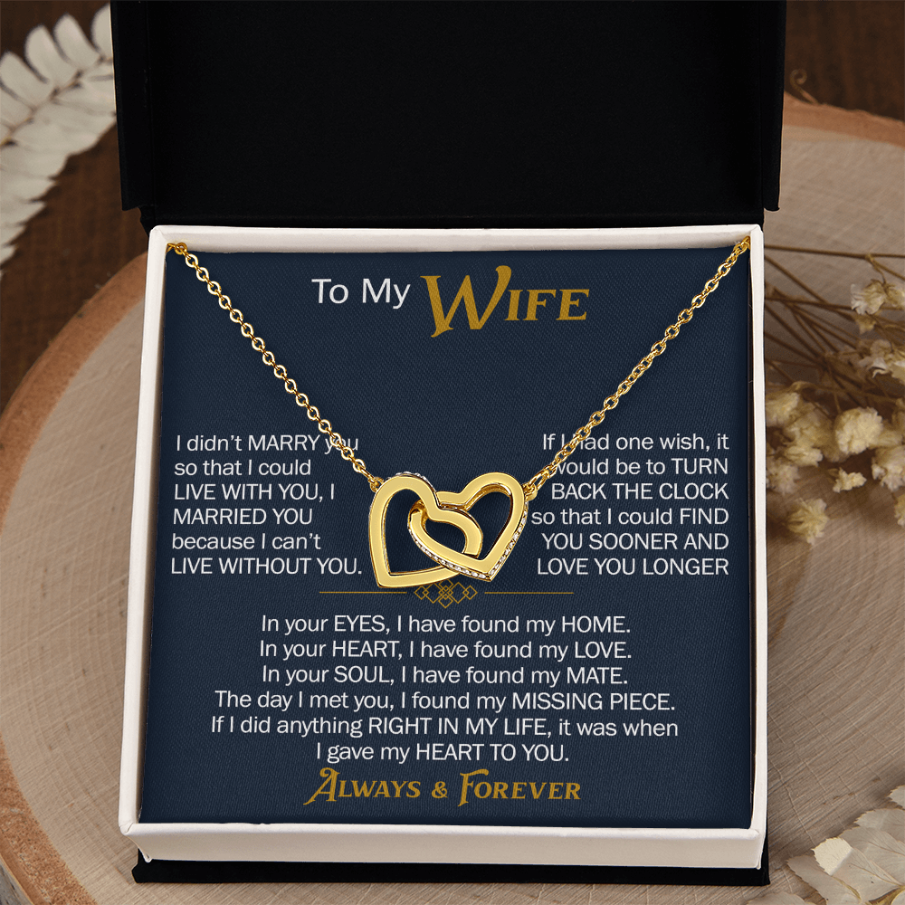To My Wife Interlocking Hearts Necklace Gift From Husband, Meaningful Jewelry for Soulmate, Partner, Bride