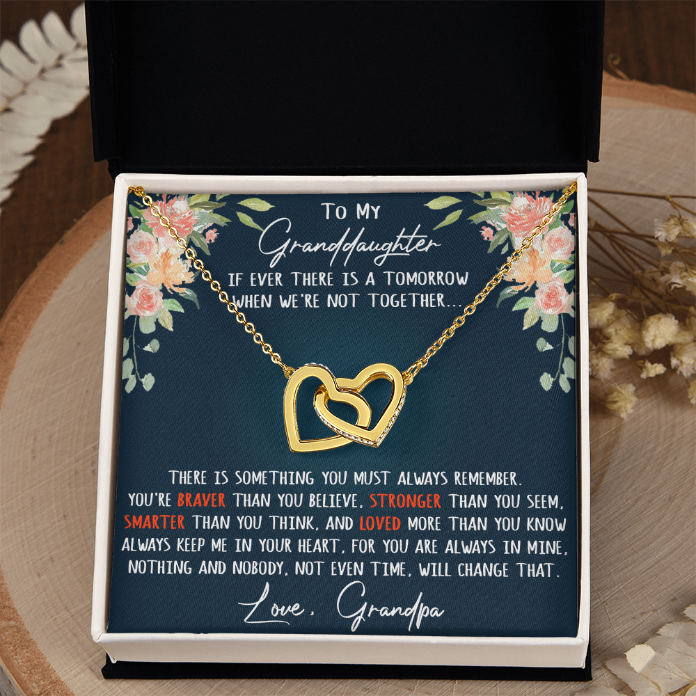 Gift For My Granddaughter Interlock Joined Heart Necklace From Grandpa, Granddad (133550569377)