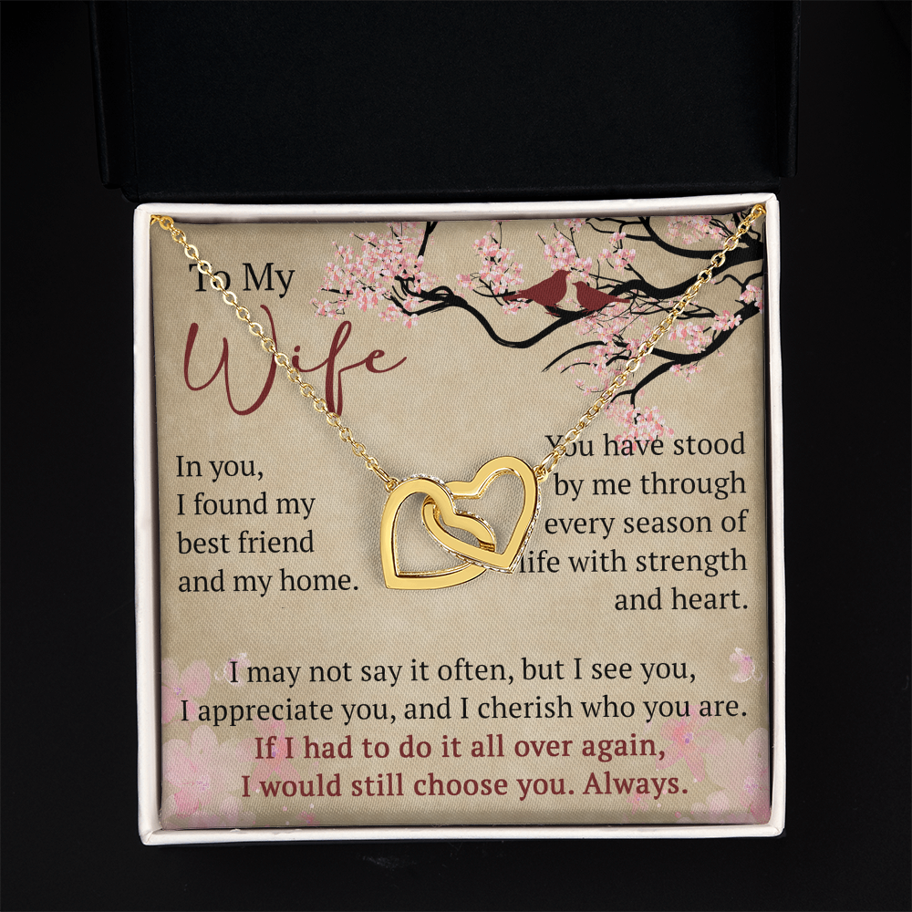 To My Wife Interlock Hearts Necklace Gift From Husband, Meaningful Jewelry for Soulmate, Partner, Bride - Birthday, Wedding Anniversary Present