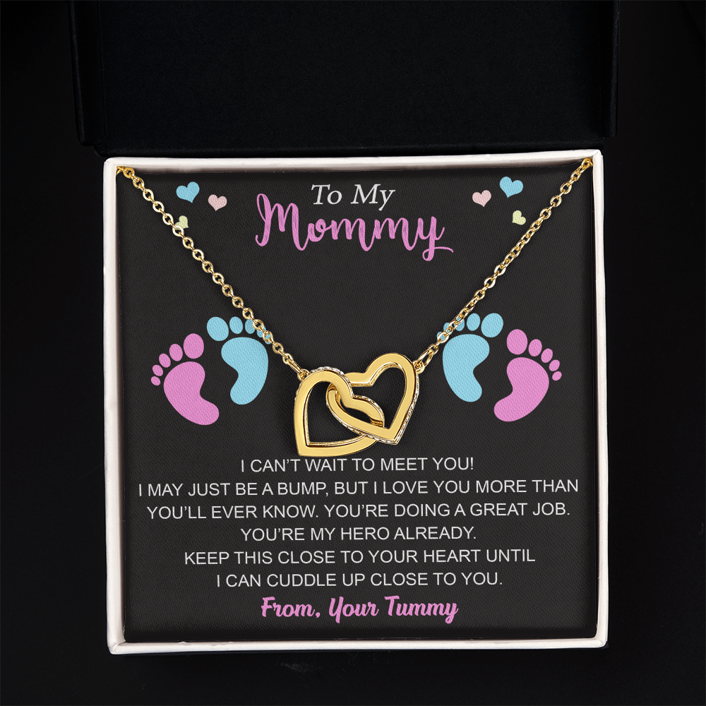 New Mommy Interlock Heart Necklace First Time Mom Baby Shower Mother's Day (133854912039)