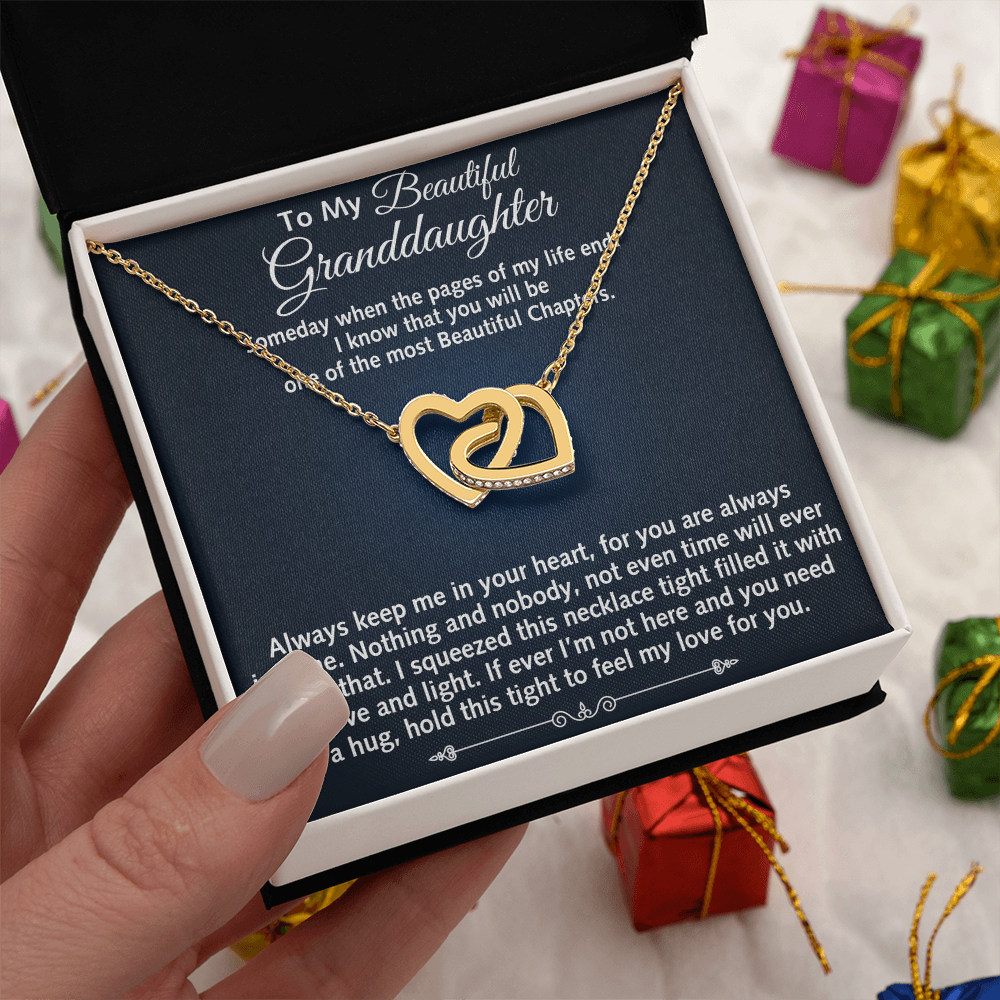 To My Beautiful Granddaughter Birthday Gift Interlock Joined Heart Necklace Gift (134304733391)