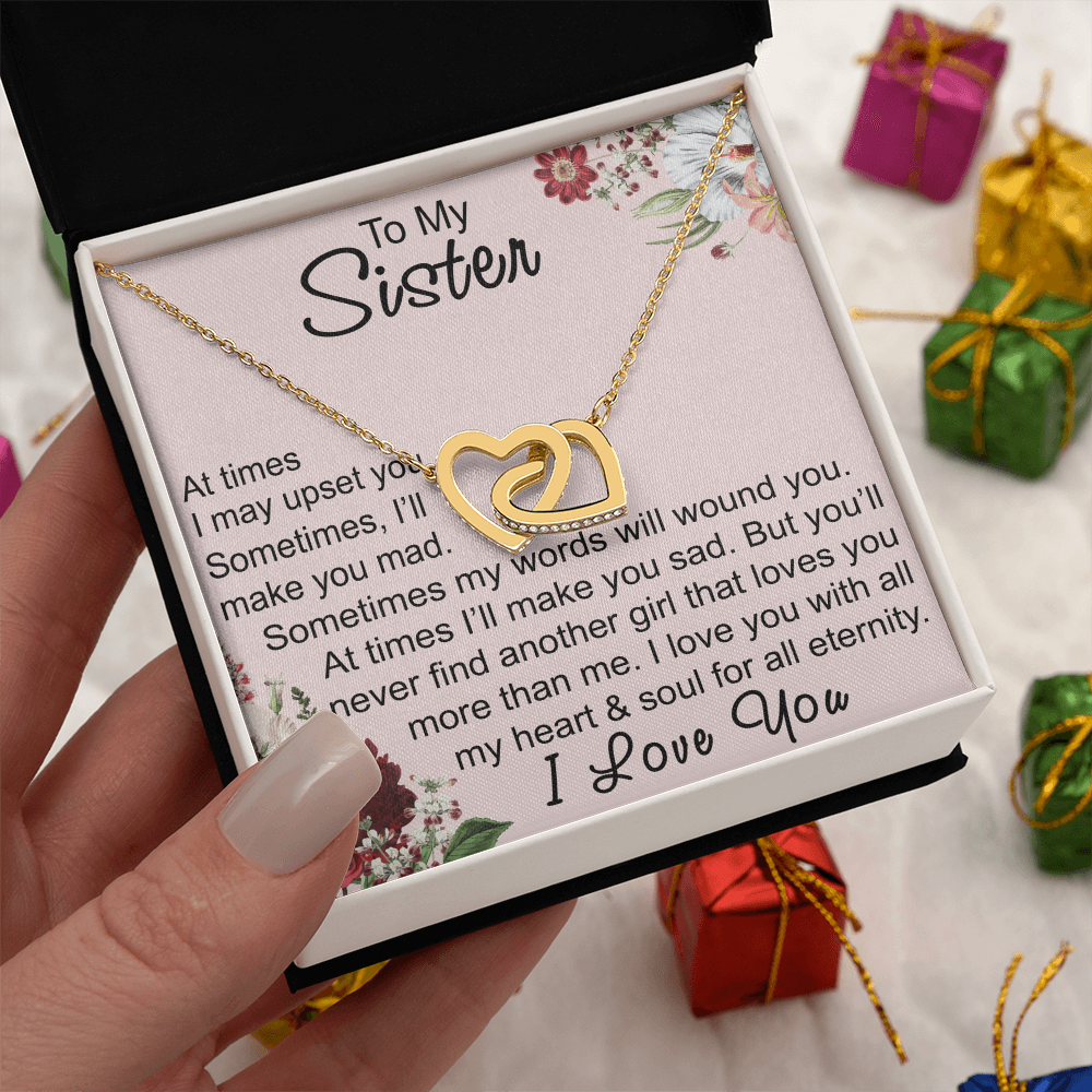 To My Sister Interlocking Hearts Necklace - Unique Gift for Birthday, Christmas, Mother's Day, Wedding
