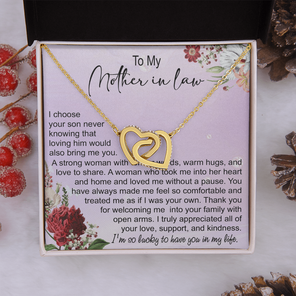 To My Mother In Law Interlocking Hearts Necklace, Mother In Law Gift, Mother Of The Groom Gift From Bride, Wedding Gifts For Mother In Law