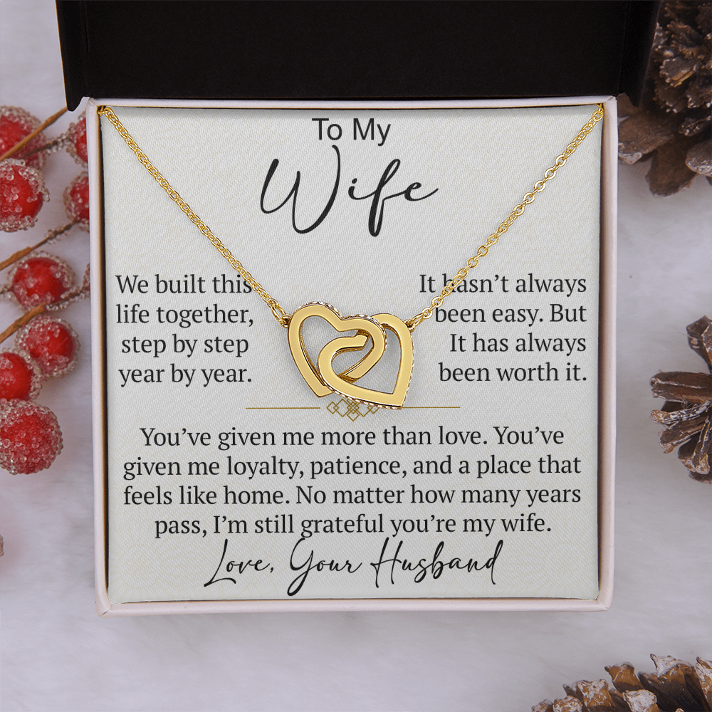Interlocking Hearts Necklace Gift for Wife from Husband, To My Soulmate Wedding Anniversary Gift, Surprise Your Lover Gift on Special Occasions
