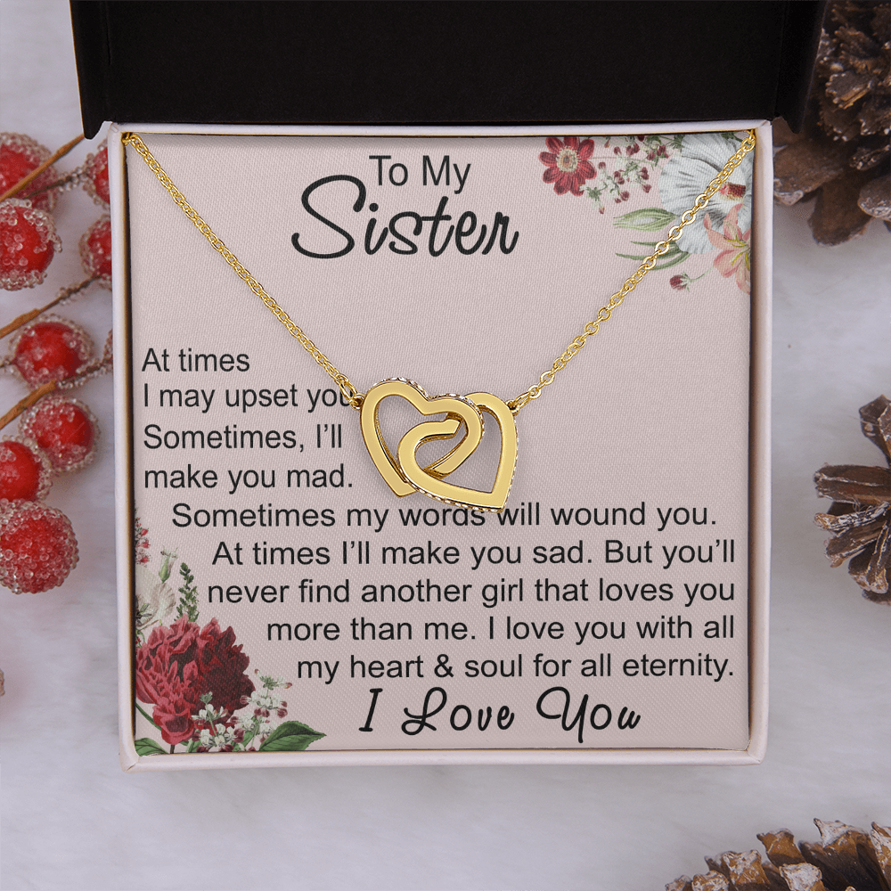 To My Sister Interlocking Hearts Necklace - Unique Gift for Birthday, Christmas, Mother's Day, Wedding