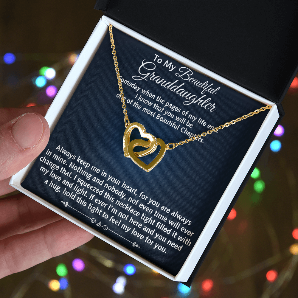 To My Beautiful Granddaughter Birthday Gift Interlock Joined Heart Necklace Gift (134304733391)