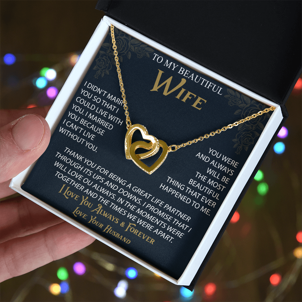 To My Wife Interlocking Hearts Necklace from Husband, Christmas Gifts For Women, Anniversary Gift For Wife, Soulmate