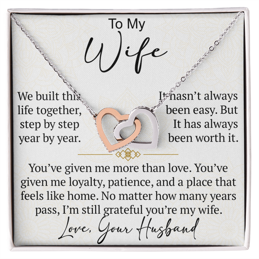 Interlocking Hearts Necklace Gift for Wife from Husband, To My Soulmate Wedding Anniversary Gift, Surprise Your Lover Gift on Special Occasions