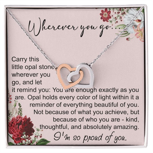 Long Distance Sister Interlocking Hearts Necklace - Unique Gift for Big & Little Sister