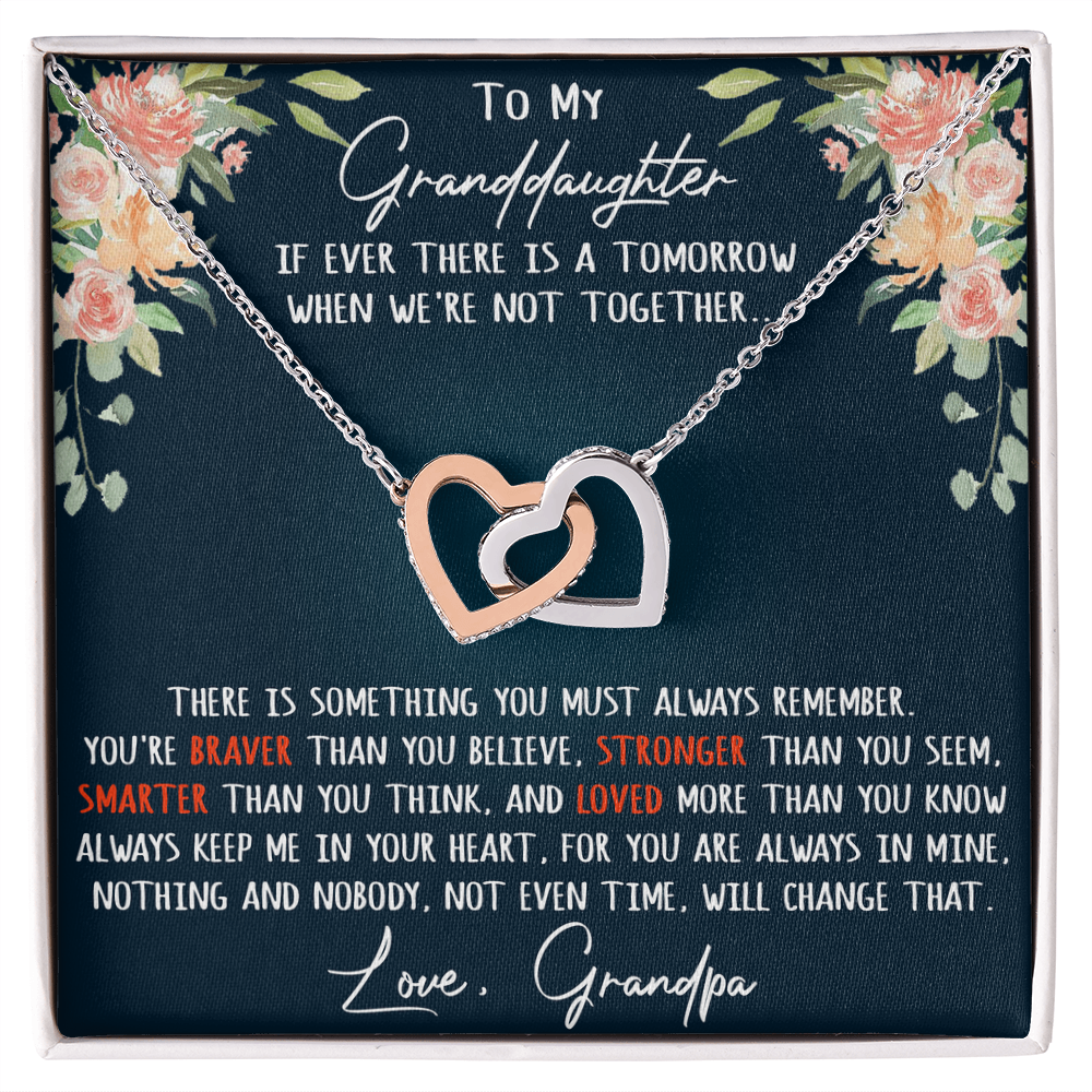 Gift For My Granddaughter Interlock Joined Heart Necklace From Grandpa, Granddad (133550569377)