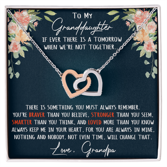 Gift For My Granddaughter Interlock Joined Heart Necklace From Grandpa, Granddad (133550569377)