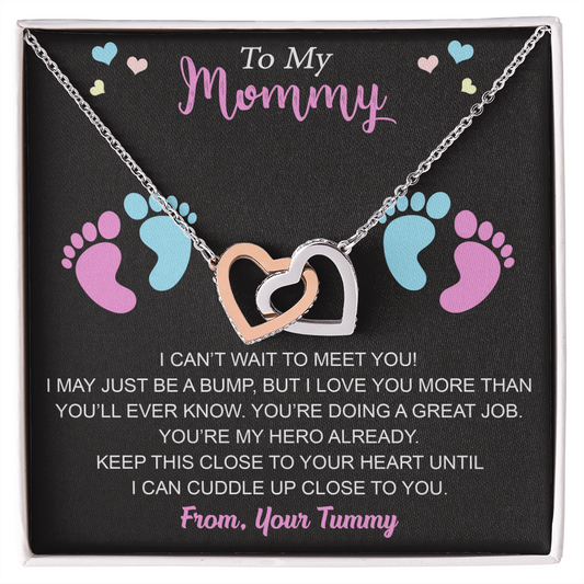 New Mommy Interlock Heart Necklace First Time Mom Baby Shower Mother's Day (133854912039)