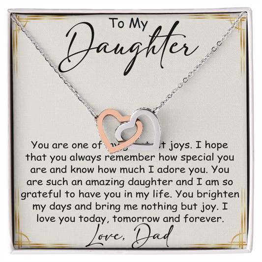 Interlocking Hearts Necklace – Meaningful  Daughter Gift – Dad Papa Father Family Bond Jewelry