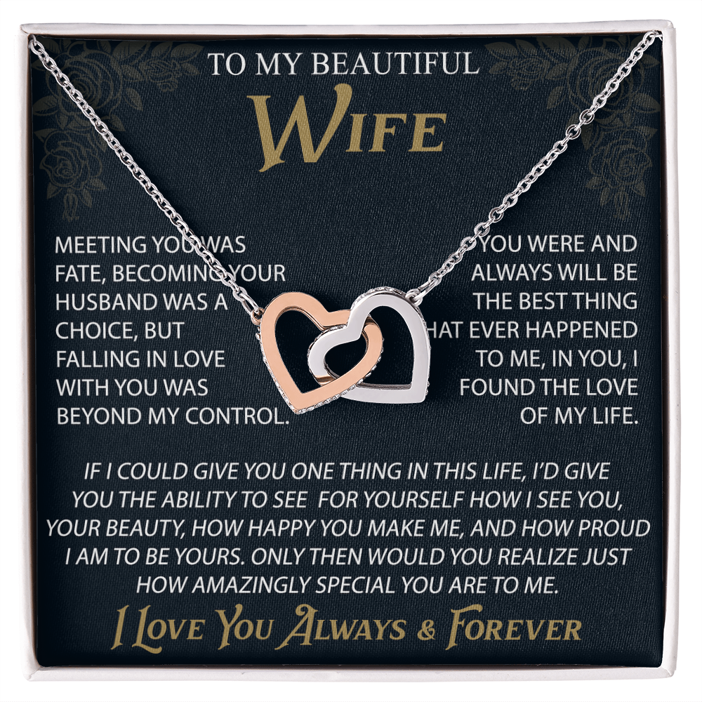 To My Wife Interlocking Hearts Necklace, Christmas Gifts For Women, Anniversary Gift For Wife