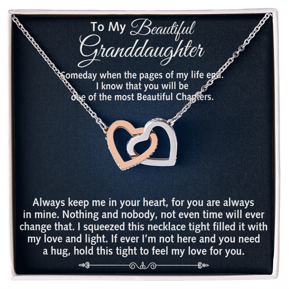 To My Beautiful Granddaughter Birthday Gift Interlock Joined Heart Necklace Gift (134304733391)