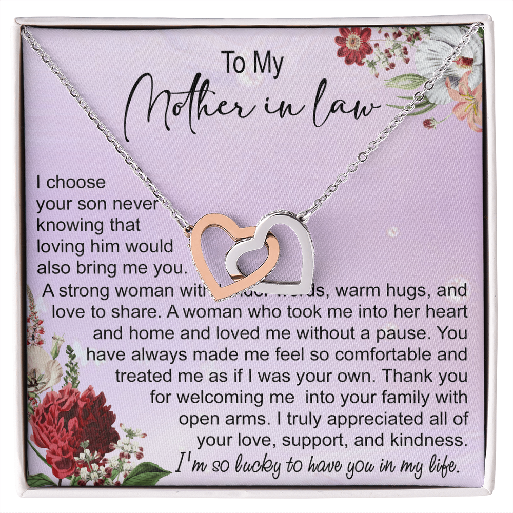To My Mother In Law Interlocking Hearts Necklace, Mother In Law Gift, Mother Of The Groom Gift From Bride, Wedding Gifts For Mother In Law