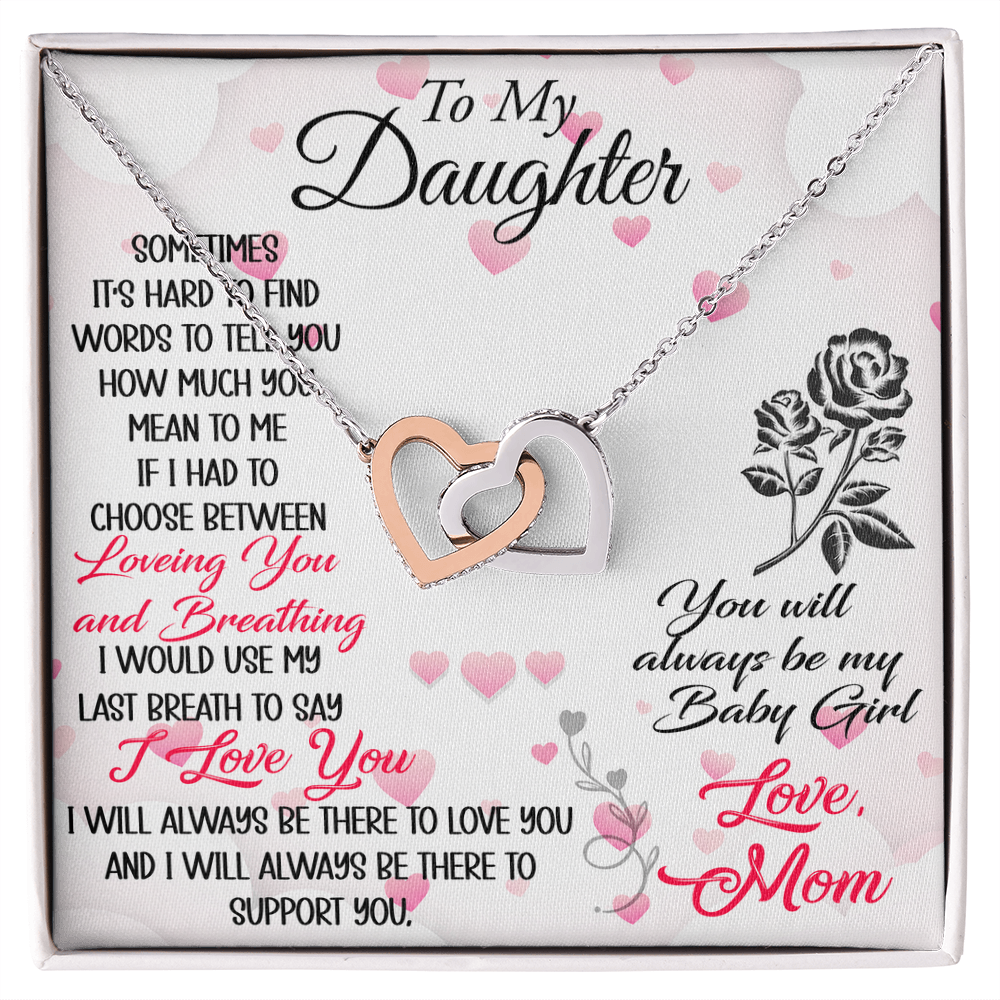 To My Daughter Interlock Heart Necklace - Luxury Family Matching Gift from Dad, Father for Birthday, Christmas, or any Special Occasion