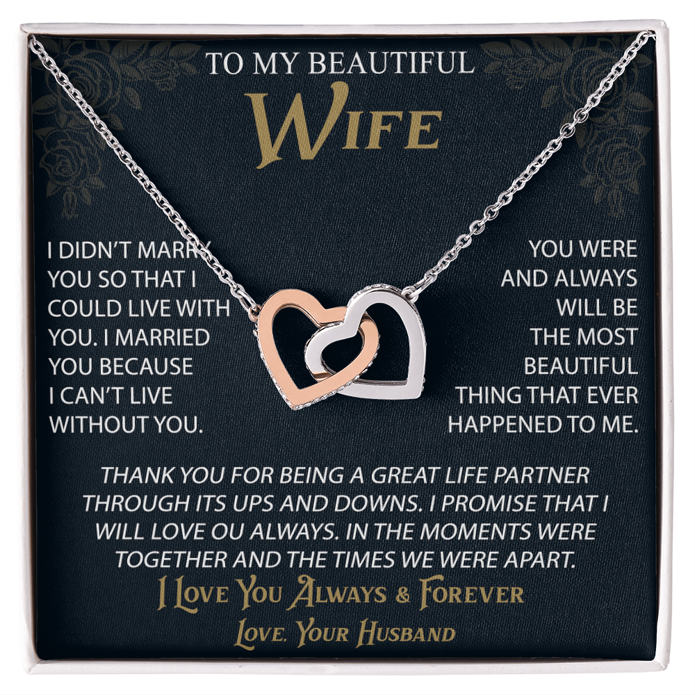 To My Wife Interlocking Hearts Necklace from Husband, Christmas Gifts For Women, Anniversary Gift For Wife, Soulmate