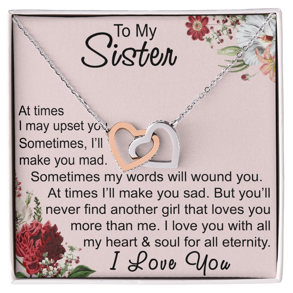 To My Sister Interlocking Hearts Necklace - Unique Gift for Birthday, Christmas, Mother's Day, Wedding