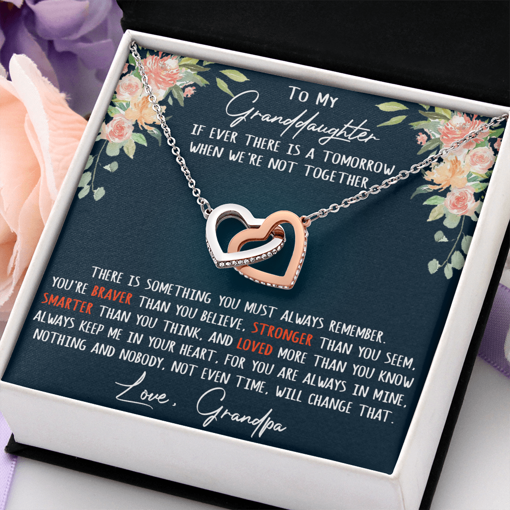 Gift For My Granddaughter Interlock Joined Heart Necklace From Grandpa, Granddad (133550569377)