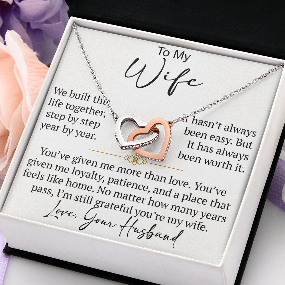 Interlocking Hearts Necklace Gift for Wife from Husband, To My Soulmate Wedding Anniversary Gift, Surprise Your Lover Gift on Special Occasions