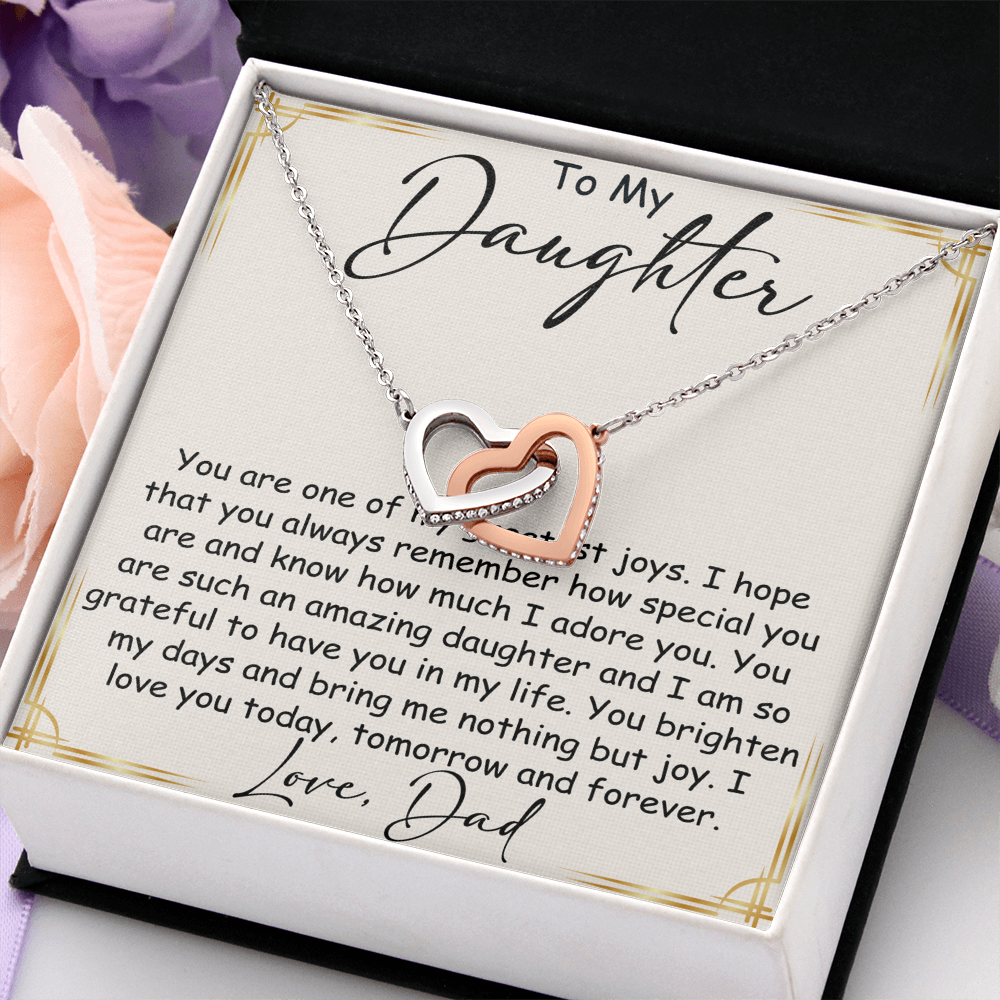 Interlocking Hearts Necklace – Meaningful  Daughter Gift – Dad Papa Father Family Bond Jewelry