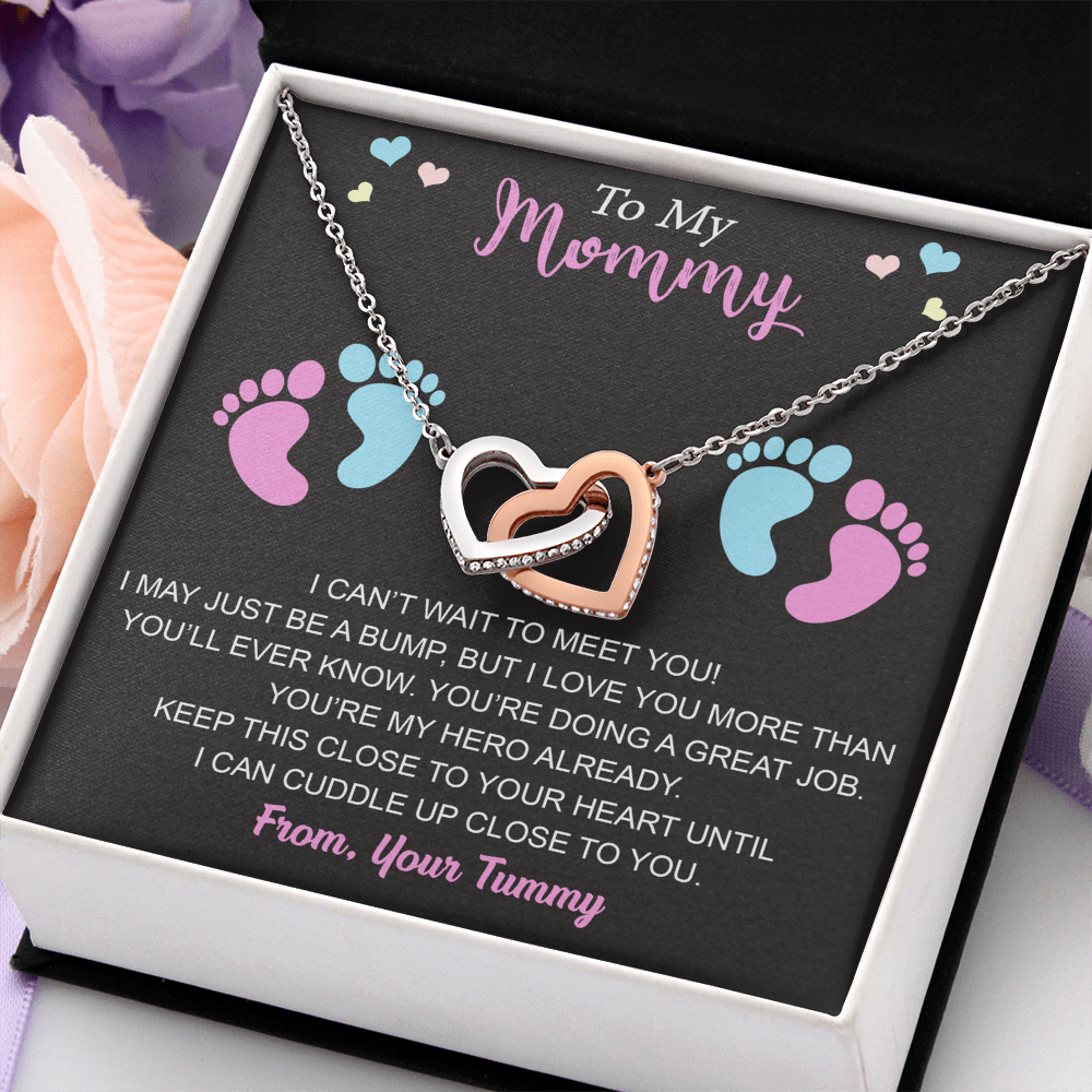 New Mommy Interlock Heart Necklace First Time Mom Baby Shower Mother's Day (133854912039)