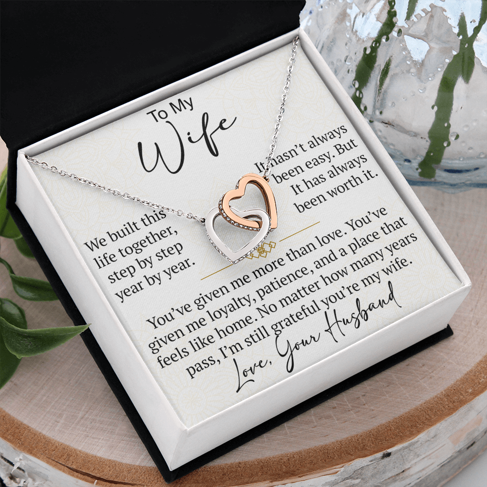 Interlocking Hearts Necklace Gift for Wife from Husband, To My Soulmate Wedding Anniversary Gift, Surprise Your Lover Gift on Special Occasions