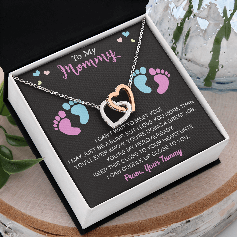 New Mommy Interlock Heart Necklace First Time Mom Baby Shower Mother's Day (133854912039)