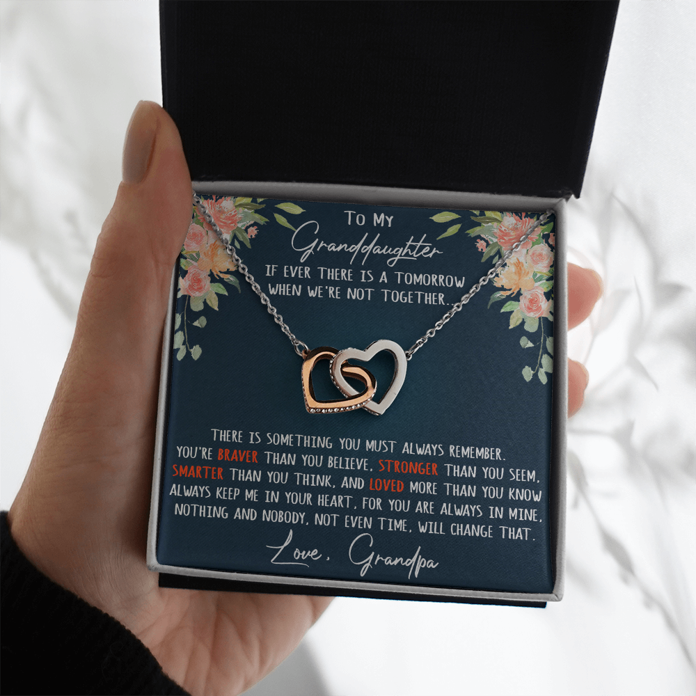 Gift For My Granddaughter Interlock Joined Heart Necklace From Grandpa, Granddad (133550569377)