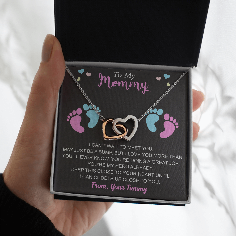 New Mommy Interlock Heart Necklace First Time Mom Baby Shower Mother's Day (133854912039)