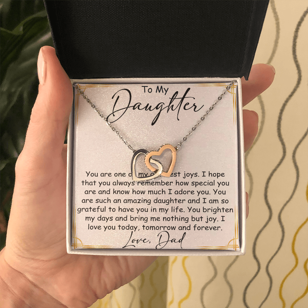 Interlocking Hearts Necklace – Meaningful  Daughter Gift – Dad Papa Father Family Bond Jewelry