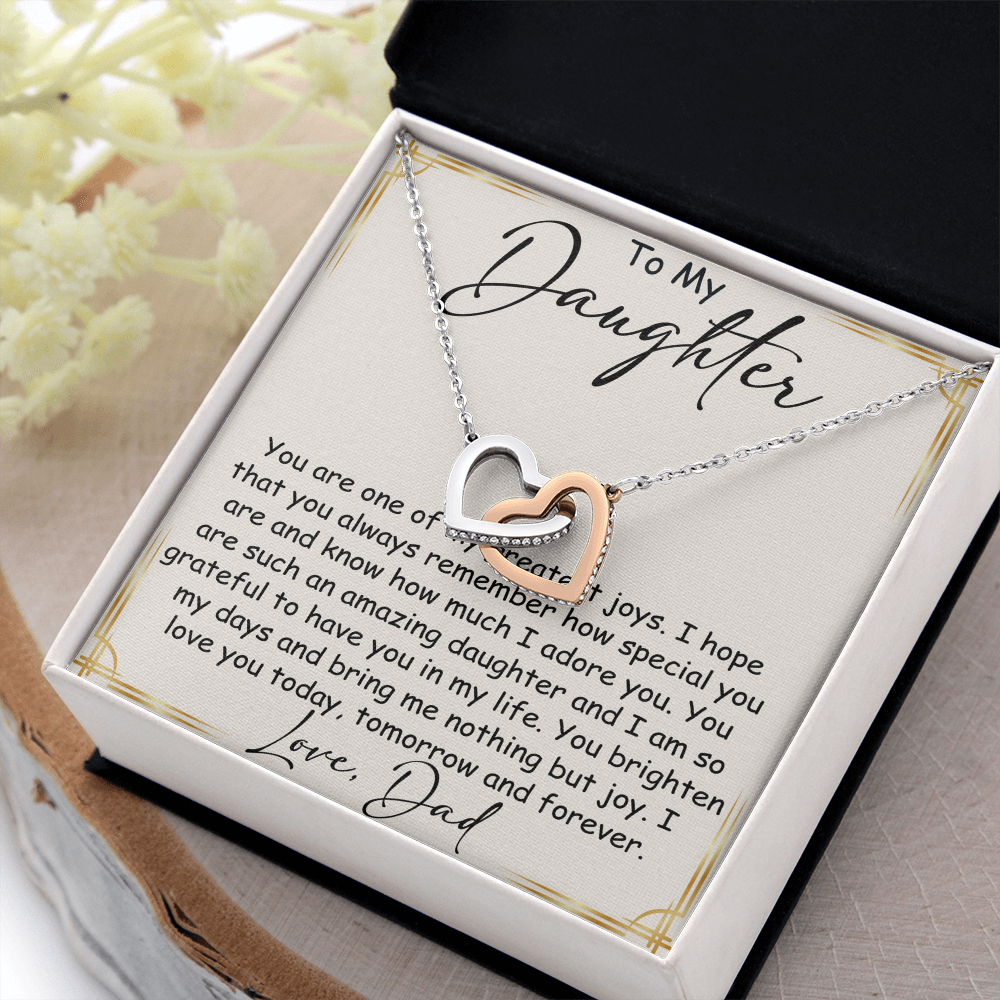 Interlocking Hearts Necklace – Meaningful  Daughter Gift – Dad Papa Father Family Bond Jewelry