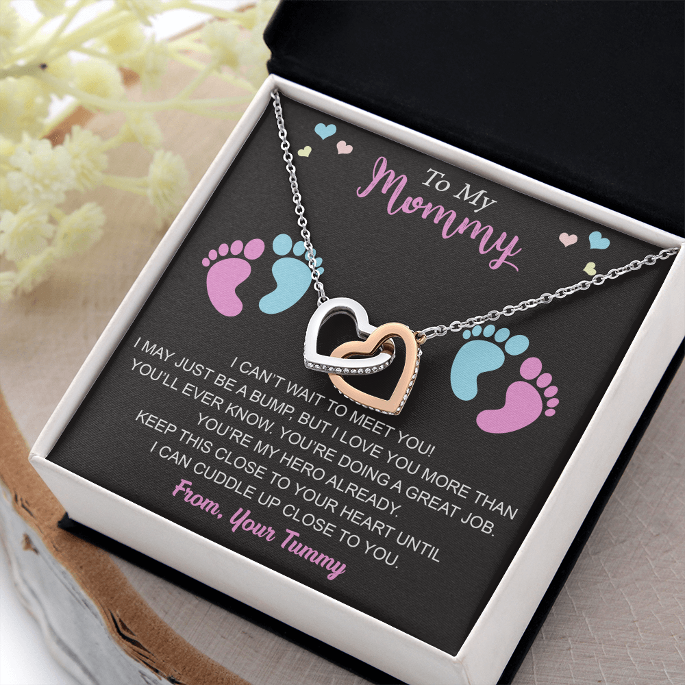 New Mommy Interlock Heart Necklace First Time Mom Baby Shower Mother's Day (133854912039)