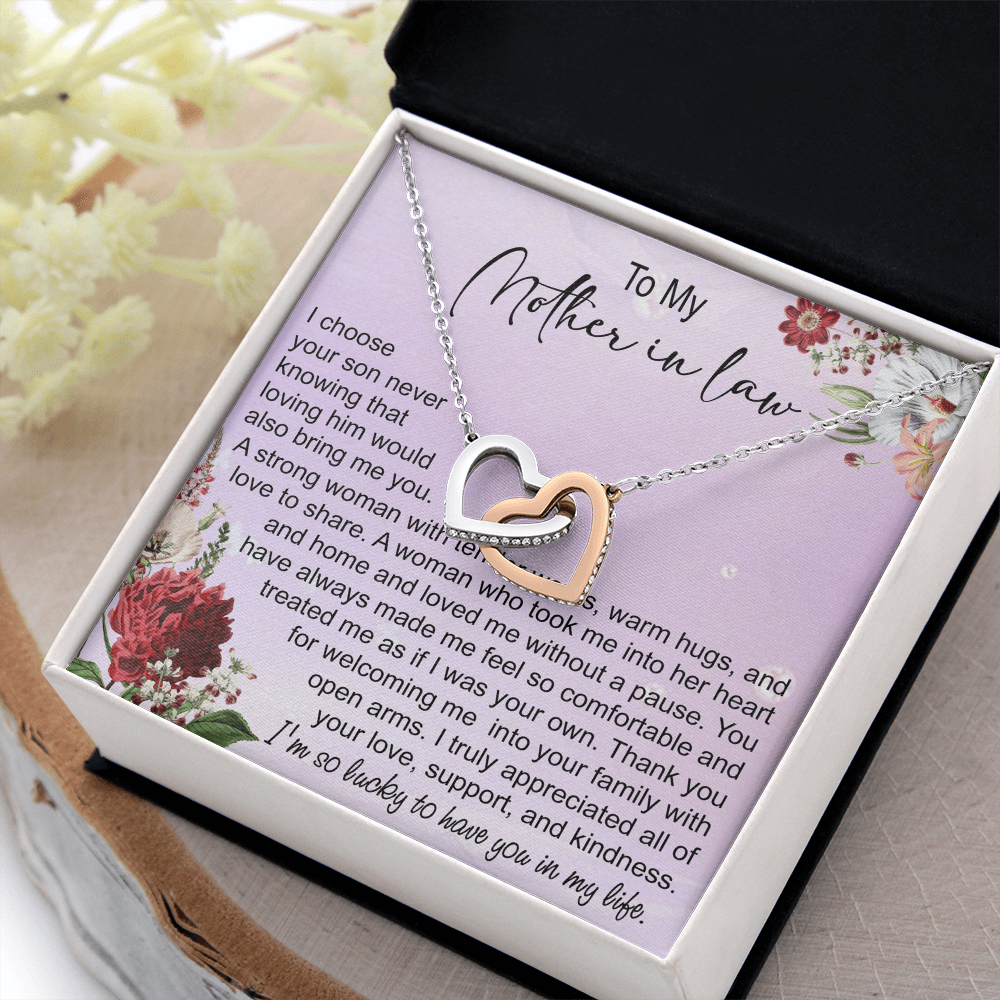 To My Mother In Law Interlocking Hearts Necklace, Mother In Law Gift, Mother Of The Groom Gift From Bride, Wedding Gifts For Mother In Law