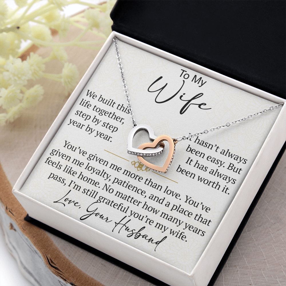 Interlocking Hearts Necklace Gift for Wife from Husband, To My Soulmate Wedding Anniversary Gift, Surprise Your Lover Gift on Special Occasions