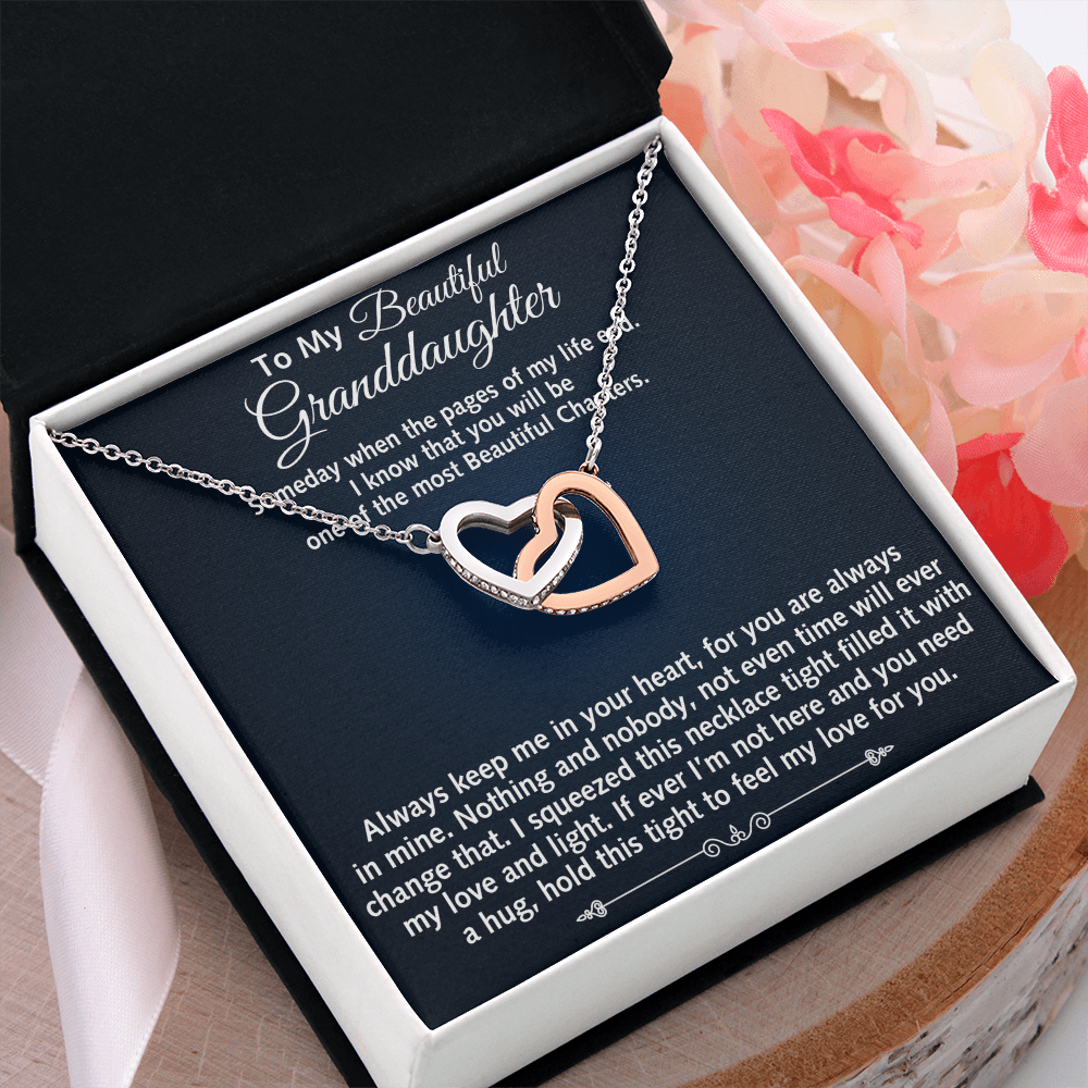 To My Beautiful Granddaughter Birthday Gift Interlock Joined Heart Necklace Gift (134304733391)