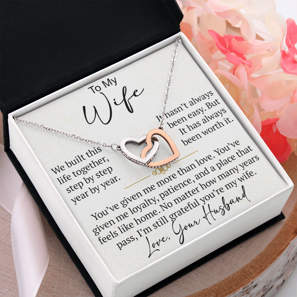 Interlocking Hearts Necklace Gift for Wife from Husband, To My Soulmate Wedding Anniversary Gift, Surprise Your Lover Gift on Special Occasions
