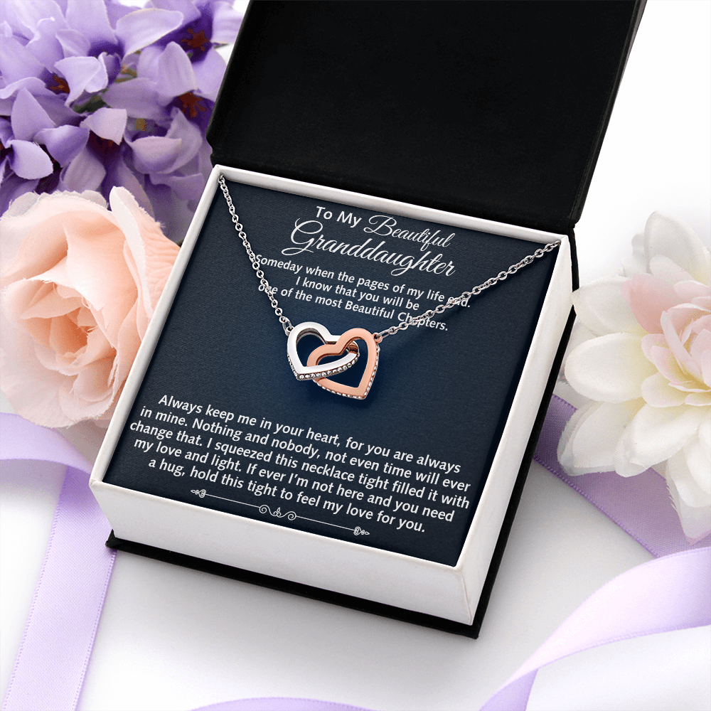 To My Beautiful Granddaughter Birthday Gift Interlock Joined Heart Necklace Gift (134304733391)