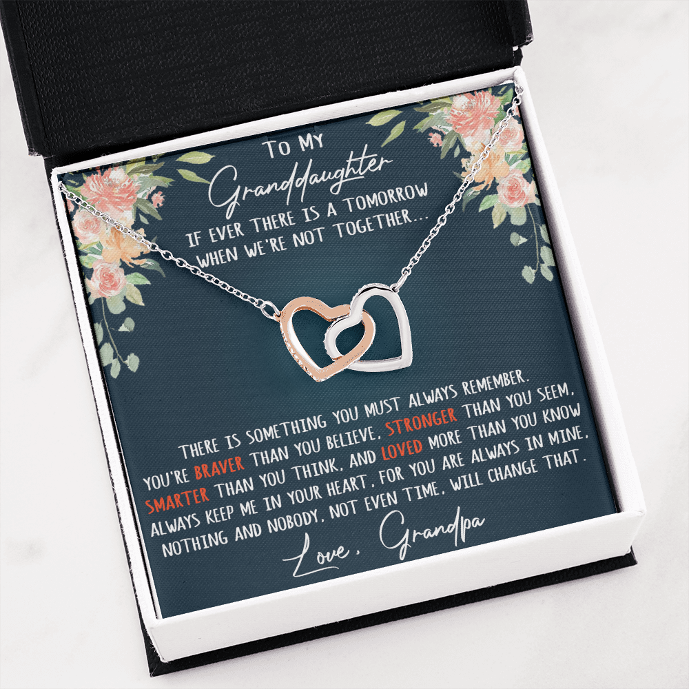 Gift For My Granddaughter Interlock Joined Heart Necklace From Grandpa, Granddad (133550569377)