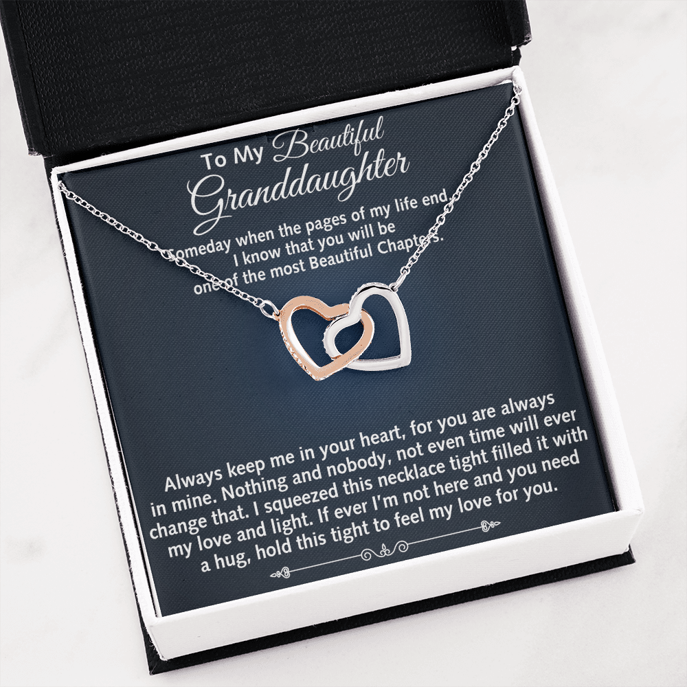 To My Beautiful Granddaughter Birthday Gift Interlock Joined Heart Necklace Gift (134304733391)